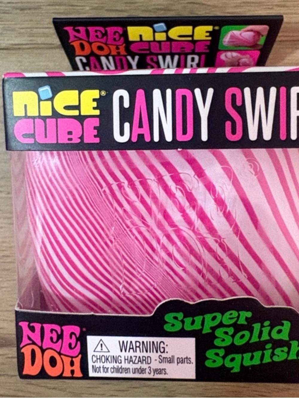 Nice Cube Candy Swirl Pink Super Solid Squish Toy. Schylling, authentic.